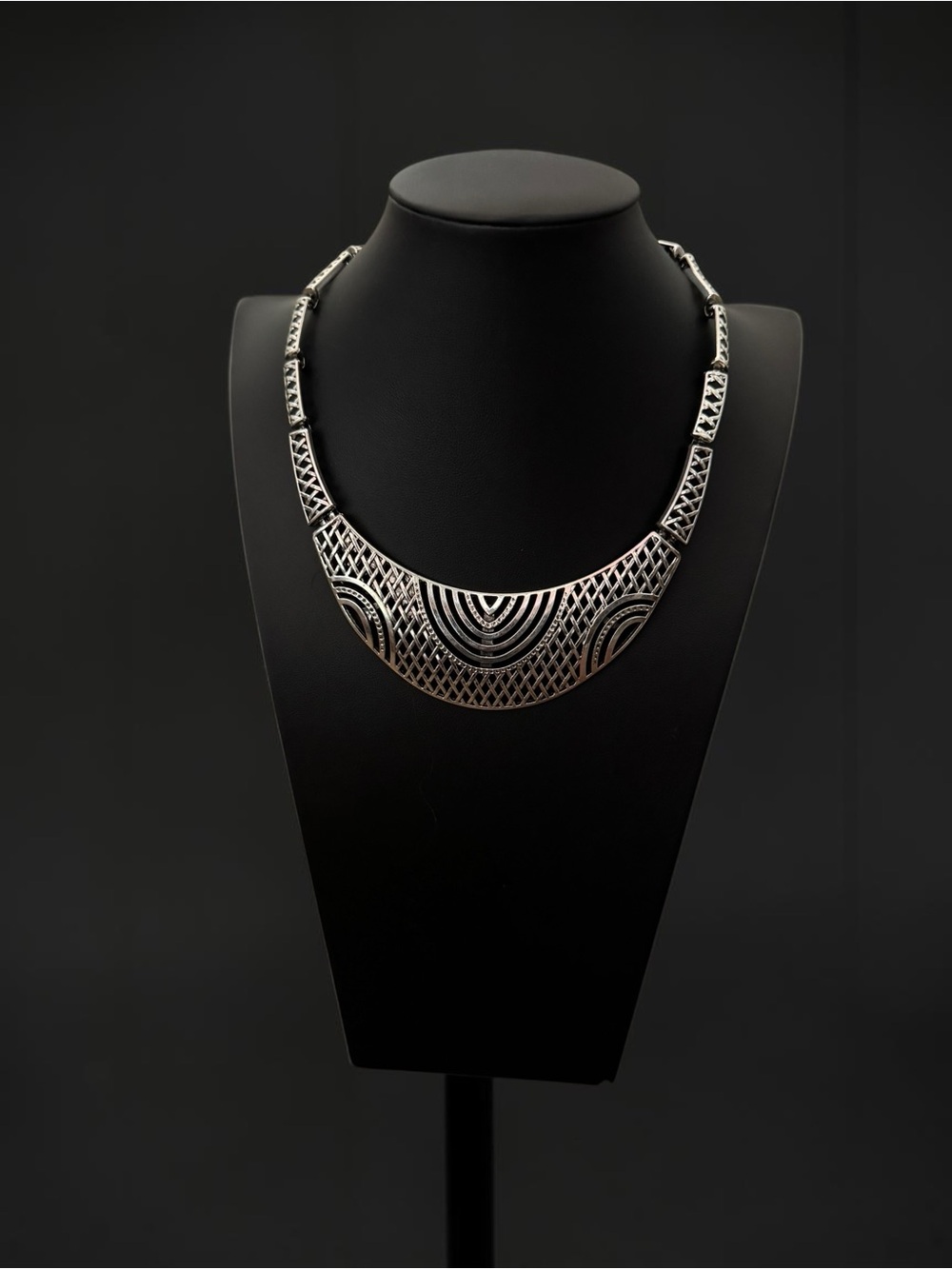 Silver Tone Geometric Statement Necklace - Women Jewelry